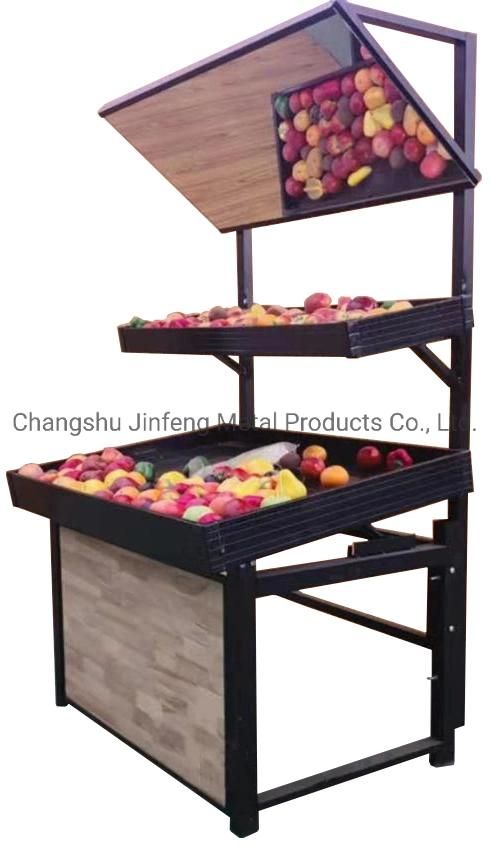 Supermarket Shelf Vegetable Display Rack with Mirror