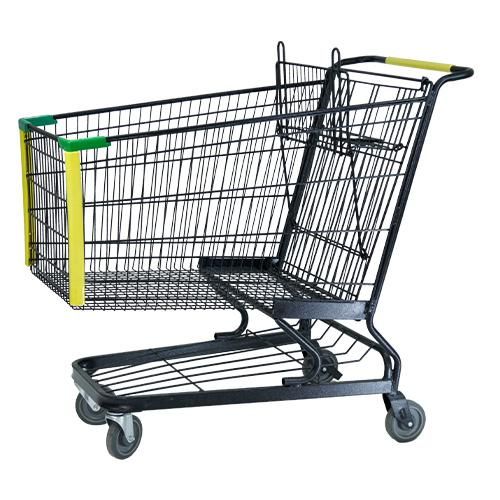 Colorful Plastic Basket Metal Base Supermarket Shopping Trolley