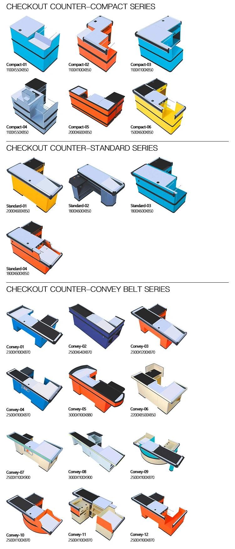 Supermarket Equipment Electrical Checkout Cash Counter with Conveyor Belt