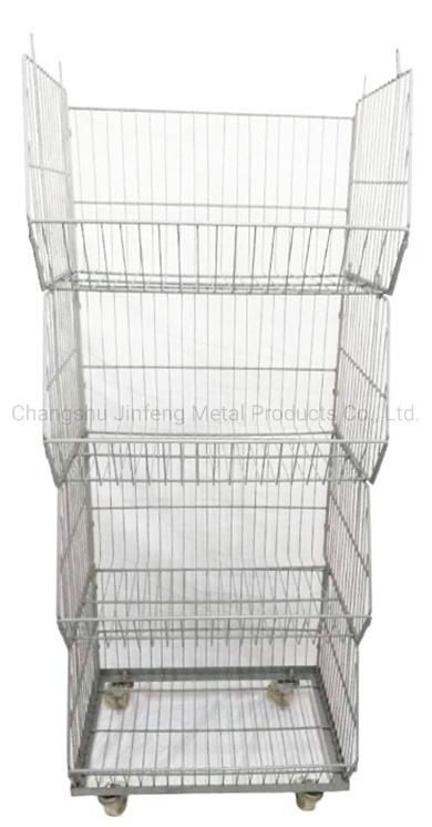 Supermarket Detachable Metal Removable Display Cage with Wheels