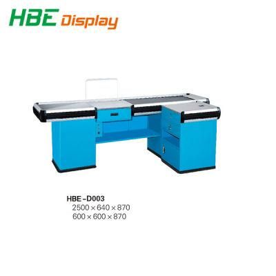 Supermarket Retail Cash Register Table Checkout Counter with Conveyor Belt