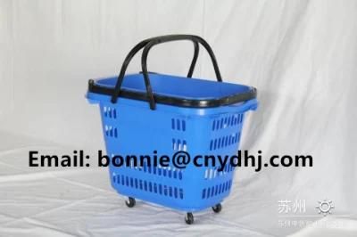 Supermarket Powder Coating Rolling Wire Stacking Basket