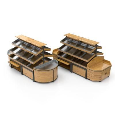 Hot Sell Steel Wood Vegetable and Fruit Rack for Display