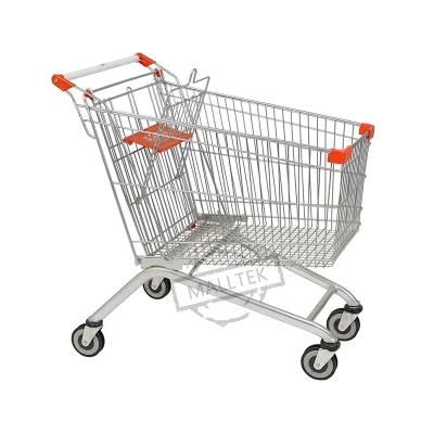 European Style Supermarket Shopping Metal Trolley with Wheels
