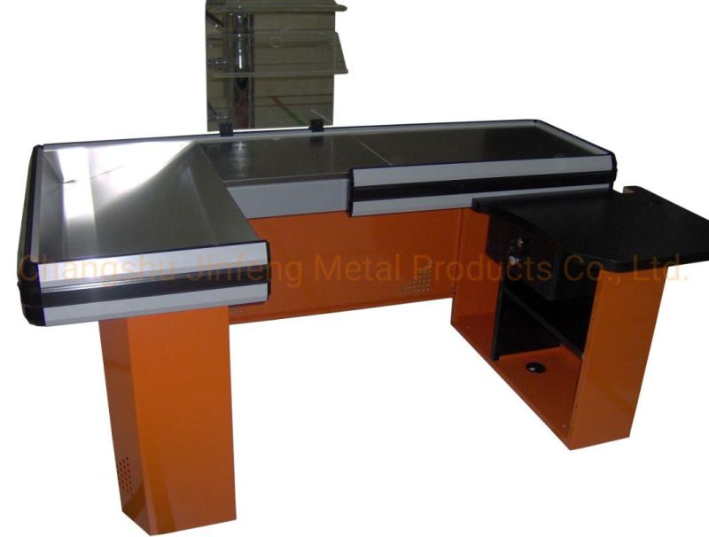 Shop Checkout Counter Supermarket Metal Cashier Desk Jf-Cc-110