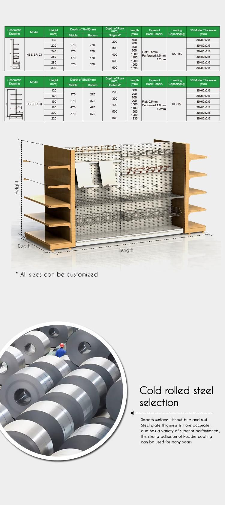 European Style Adjustable Luxurious light Duty Sturdy Grocery Food Shelf
