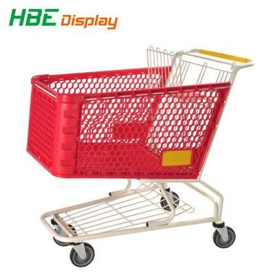 180L 2 Tiers Plastic Metal Shopping Trolley Cart