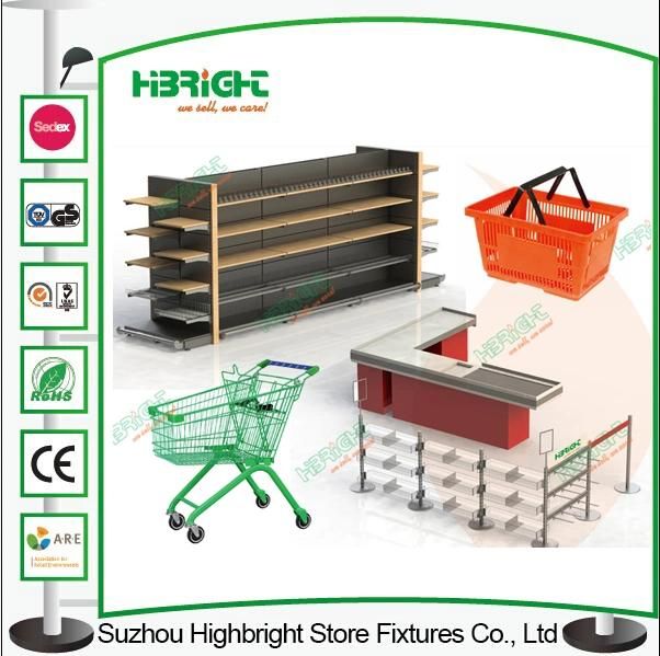 European Popular Metal U Shape Handle Shopping Cart