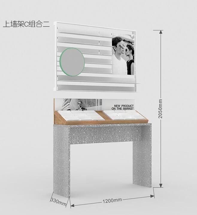 Fashion Retail Sunglasses Wall Display with Storage Base Drawer for Eyewear Store Optical Shop Interior Design