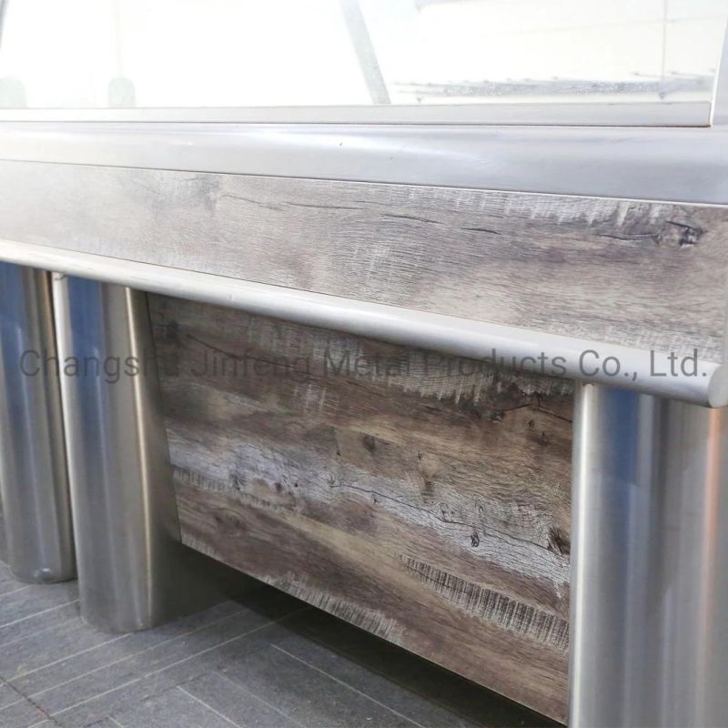 Supermarket Display Rack Cooked Food Display Showcase with Wood and Glass