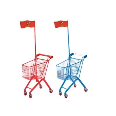 Cheap Supermarket Grocery Retail Store Stroller Trolley with Small Flag