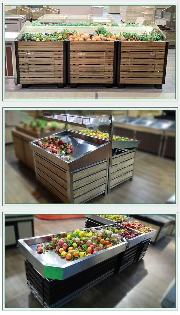Supermarket Hot Sale Commercial Wagon Style Wooden Fruit Shop Shelves