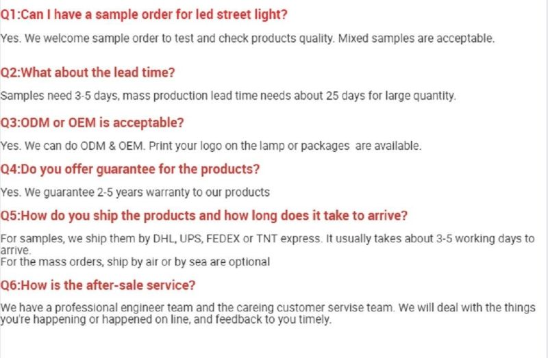 Quotation Format for Solar Street LED Light for Saudi Arabia