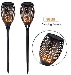 Flickering Flame Torch Solar Light 96 LEDs with Stick for Outdoor All in One