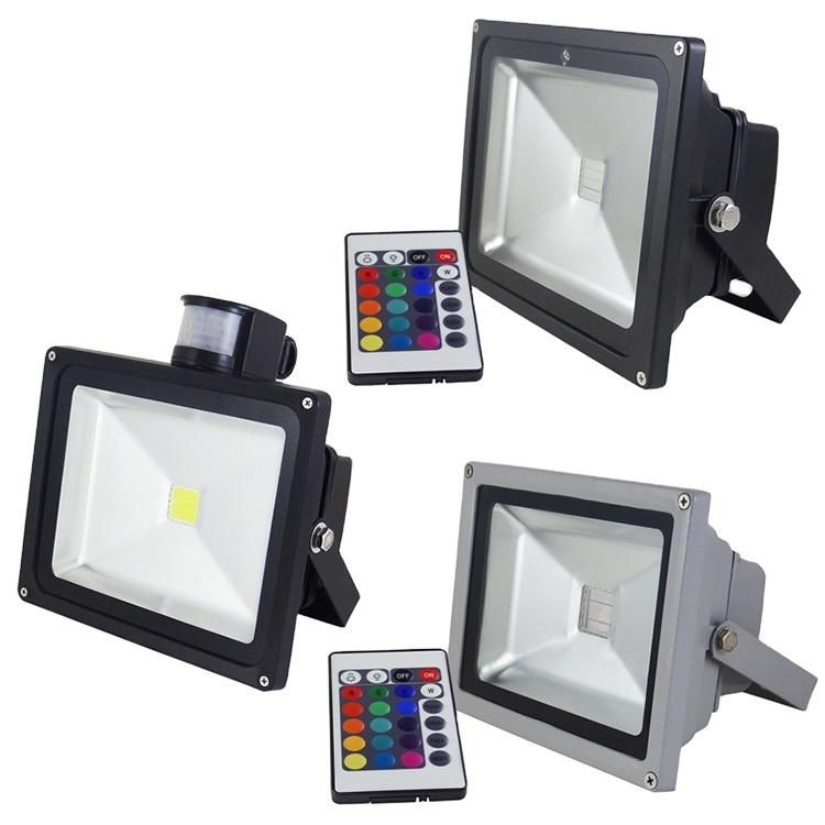 China Outdoor LED Flood Light Die-Casting Solar Powered Slim RGB IP65 IP66 Waterproof Outdoor Floodlight 10W 20W 30W 50W LED Solar Flood Light