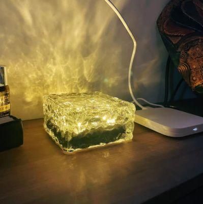 Square Glass Ice Brick Plastic Little House Solar Color LED Garden Lawn Outdoor Decoration Light