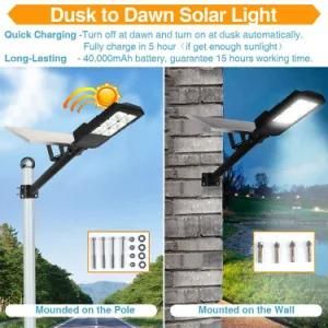 80W LED Solar Street Lights, Outdoor Dusk to Dawn with Remote Control, 1200 Lumens Waterproof Solar Security Light for Yard, Garden, Pathway