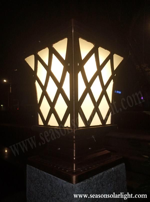 Multi-Color LED Lamp Solar Energy Outdoor Pillar Light with LED & Solar Panel