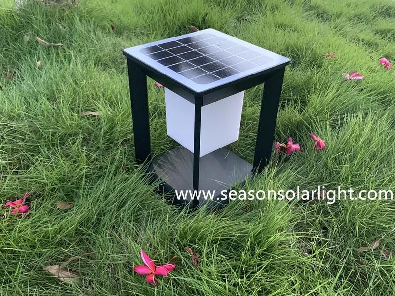 New Outdoor Multi-Color LED Lighting 5W Garden Gate Lighting Solar Pillar Light with Solar Panel