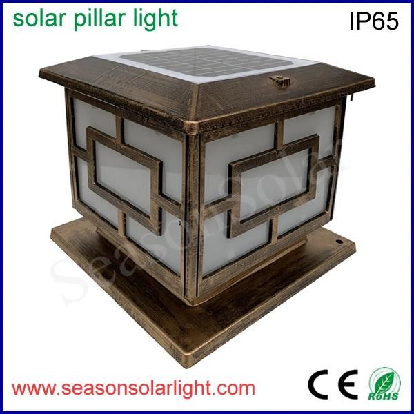Factory LED Solar Lighting Garden Gate Outdoor 5W Solar Pillar Light with Multi-Color LED Lights