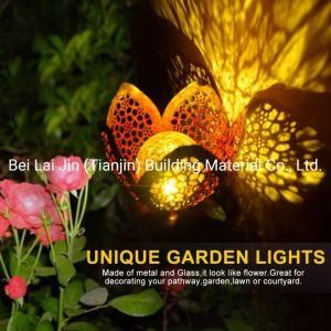 Outdoor Waterproof Iron Art Stake Flower Solar Powered LED Garden Light for Lawn Pathway Courtyard Driveway Patio Porch Landscape Decoration