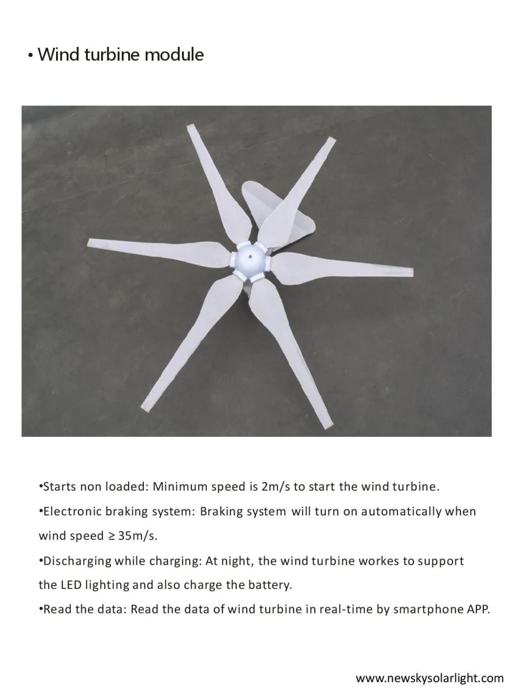 Bluetooth APP Control Motion Sensor Outdoor Wind Solar Hybrid Street Light