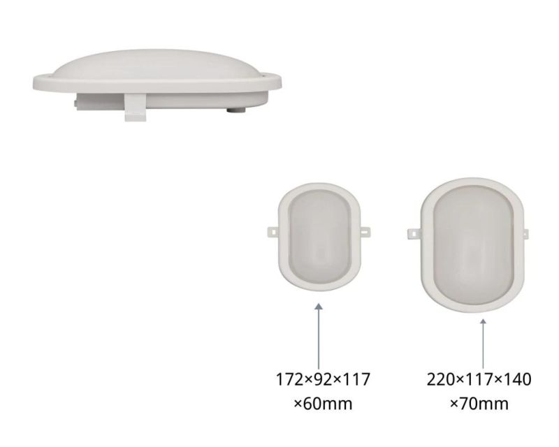 LED Milky White Oval Moisture-Proof Lamps B4 Series for Balcony Bathroom Lighting