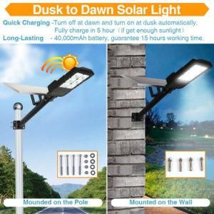 300W LED Solar Street Lights, Outdoor Dusk to Dawn with Remote Control, 3500 Lumens Waterproof Solar Security Light for Yard, Garden, Pathway