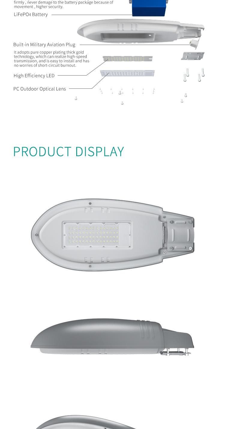Outdoor All in One Integrated 50W Solar Street Light 8-10m