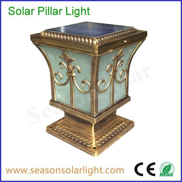 High Lumen LED Outdoor Yard Gate Lighting Lamp Smart 5W Solar Pillar Light
