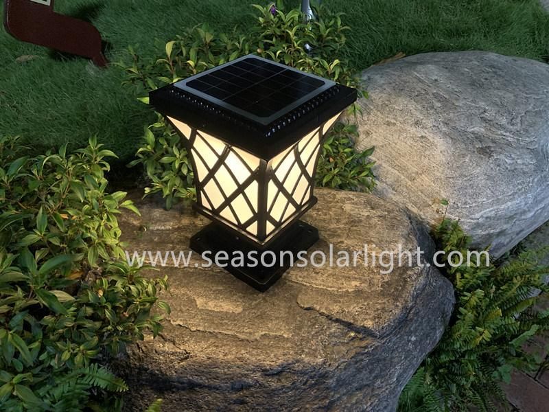 European Style Outdoor Light Fixtures Brass Color 5W Solar Pillar Gate Light with LED Light