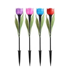 New Garden Decor Garden Tulip Flower Shape LED Solar Powered Lights Outdoor Yard Decoration-Copy
