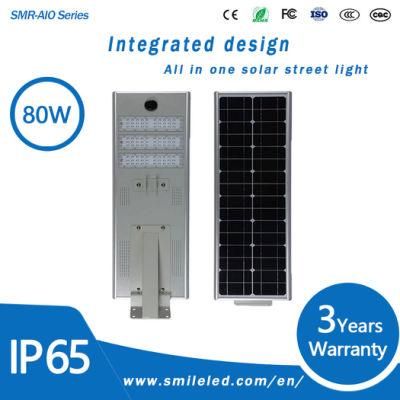 80W Outdoor All in One LED Solar Street Light Solar Powered Integrated Lamp Home Solar Systems Lighting