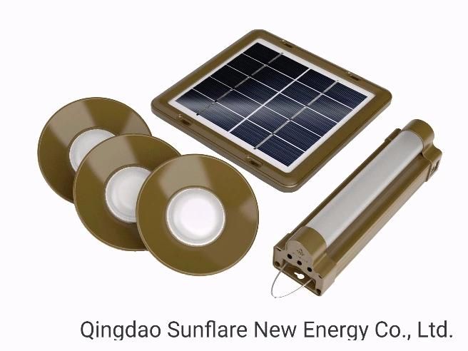 Mini off Grid 4W Solar Tube Light Solar Power Kits with 3 LED Bulbs/Mobile Phone Charging Cables for Reading/Cooking/Party
