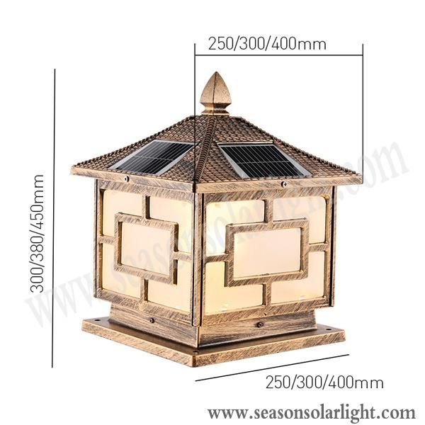 Energy Saving Lamp Outdoor LED Solar Pillar Gate Light for Garden with LED Lighting