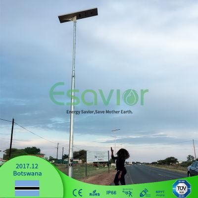 50W Integrated Solar Light All in One LED Street Light with 8 Years Life-Span LiFePO4 Batteries Ce RoHS IP66