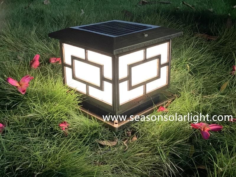 Factory LED Solar Lighting Garden Gate Outdoor 5W Solar Pillar Light with Multi-Color LED Lights