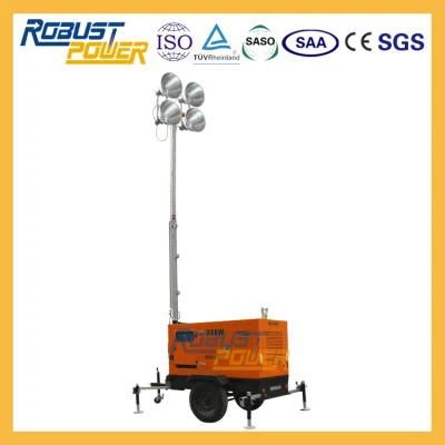 20kw 4*1000W Diesel Generator Mobile Light Tower for Outdoor Construction