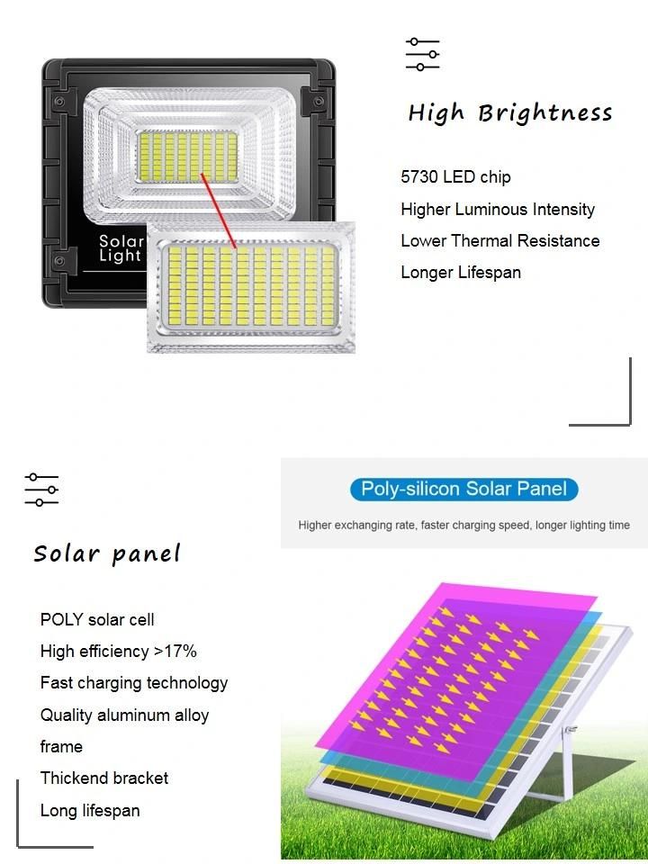 300W High Power LED Floodlight Solar Energy Saving Outdoor Lamp Remote Control Lightfor Projects or Residential Area