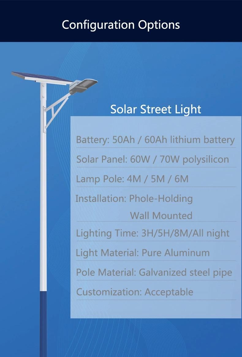 High Brightness Garden Automatic Energy Separate LED Solar Street Light