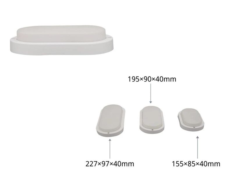Factory Direct Sales Energy-Saving Oval White 20W LED Moisture-Proof Lamp