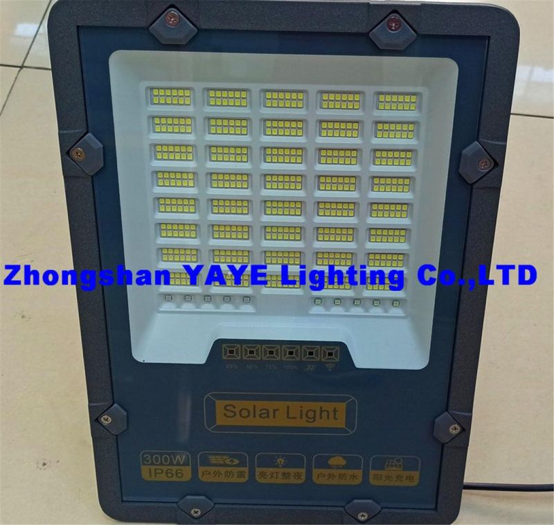 Yaye 2021 Best Sell 50W/100W/200W/300W/400W Solar LED Flood Garden Light with Remote Controller/High Lumen Outdoor Lighting Waterproof IP65 Solar LED Spot Light