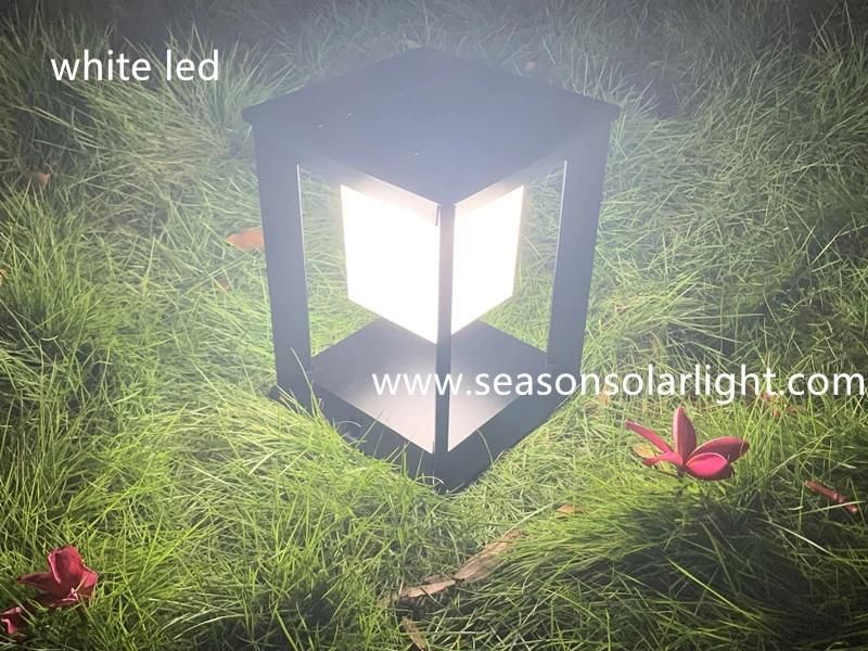 New Outdoor Multi-Color LED Lighting 5W Garden Gate Lighting Solar Pillar Light with Solar Panel