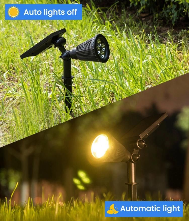 Garden Lawn Spotlight and Outdoor Solar Landscape Spotlight, Solar Spot Lights with Waterproof LED and Solar Panel Integrated, Solar Powered Spotlight