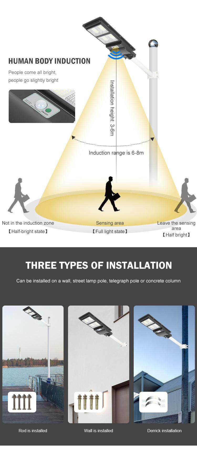 Newest Design Outdoor Lighting Waterproof IP65 90W 120W All in One Solar LED Street Lamp