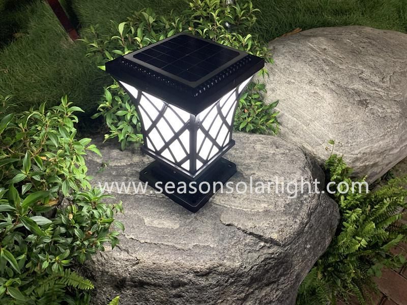 European Style Outdoor Light Fixtures Brass Color 5W Solar Pillar Gate Light with LED Light