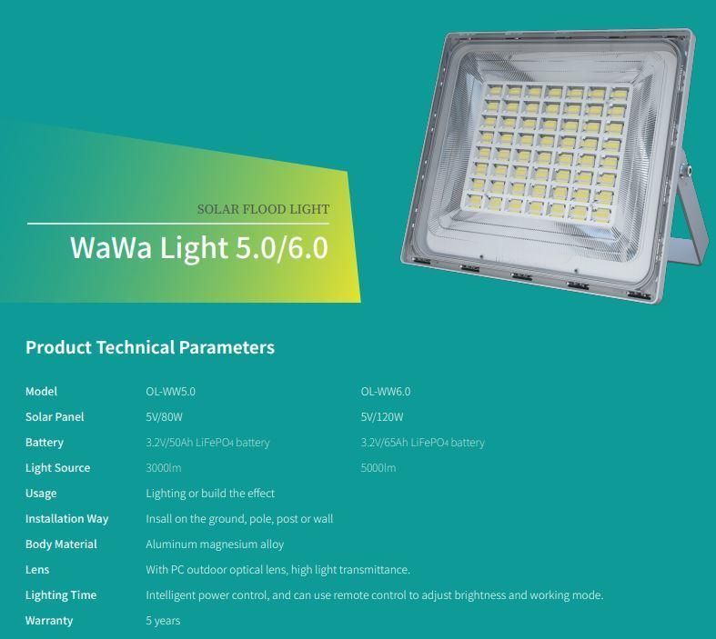SMD 36W50W80W120W LED Floodlight with Aluminum Magnesium Alloy Housing for Outdoor Light