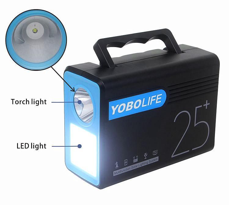 12V Portable Solar LED Lamp with Fan Charge Port