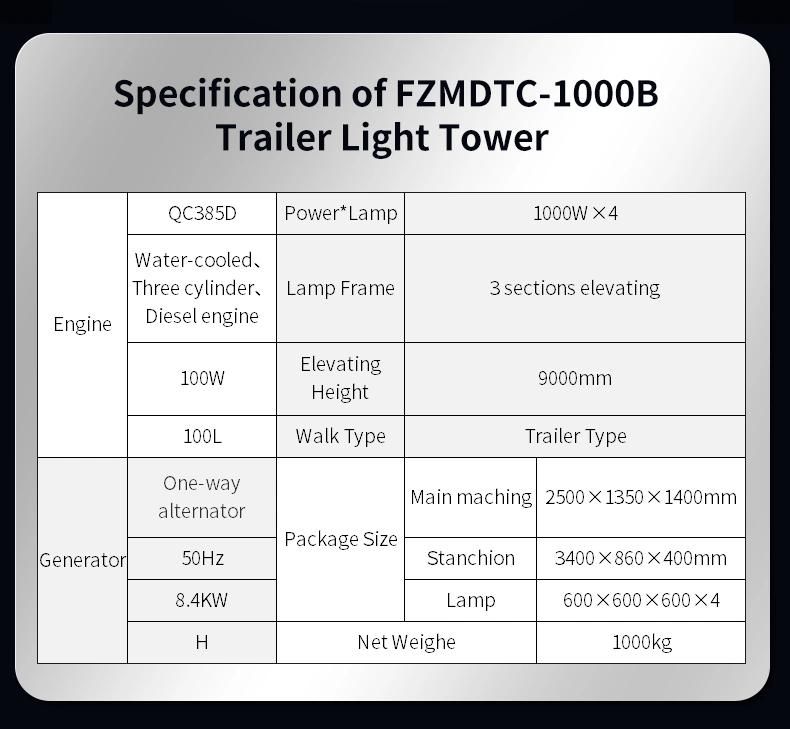 9m High Mast Emergency Lighting Mobile Light Tower