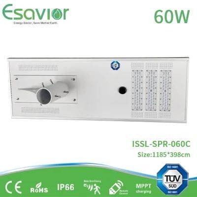 60W High Lumen Outdoor Integrated Solar Street Lighting with Ce RoHS IP66